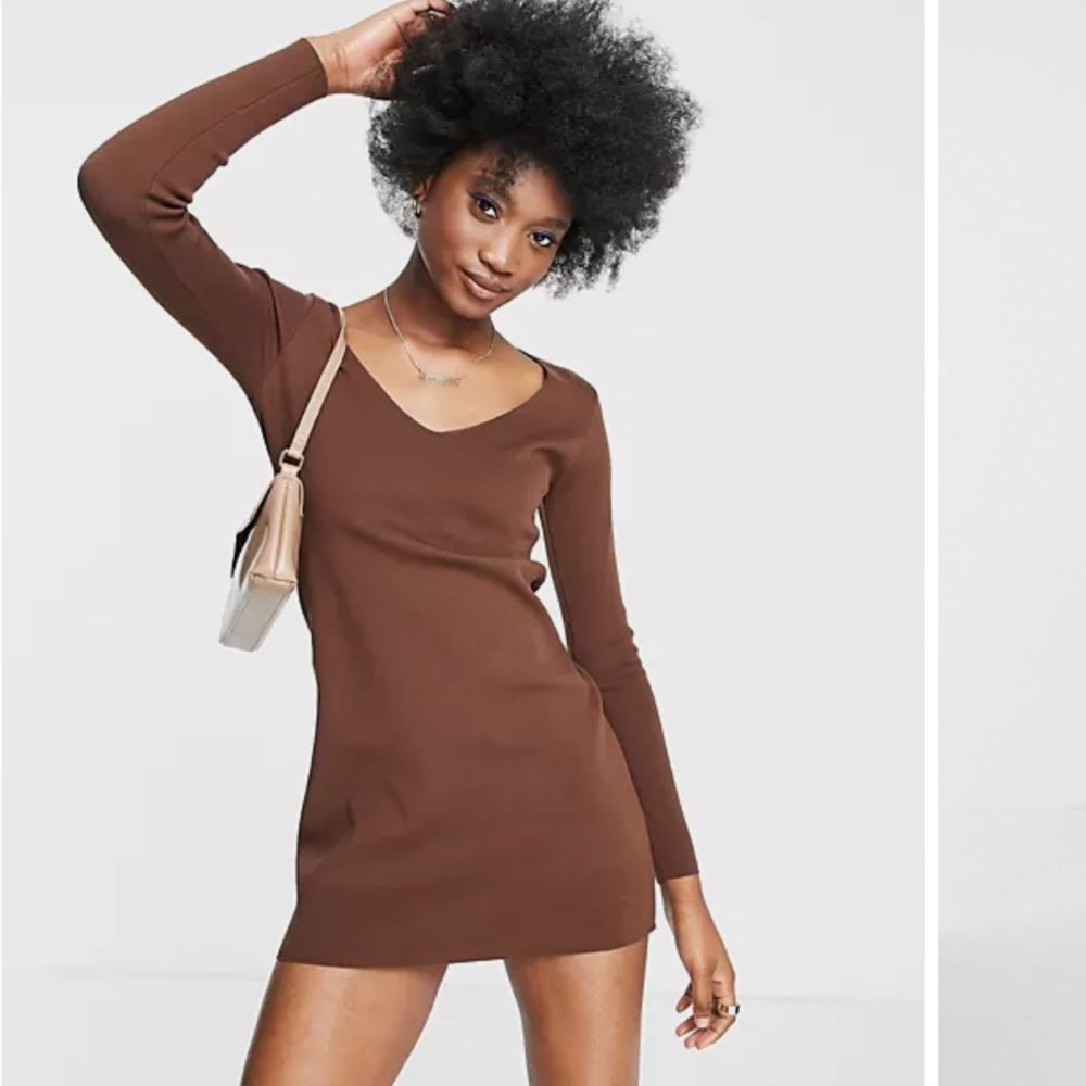 Stradivarius brown mini dress size small